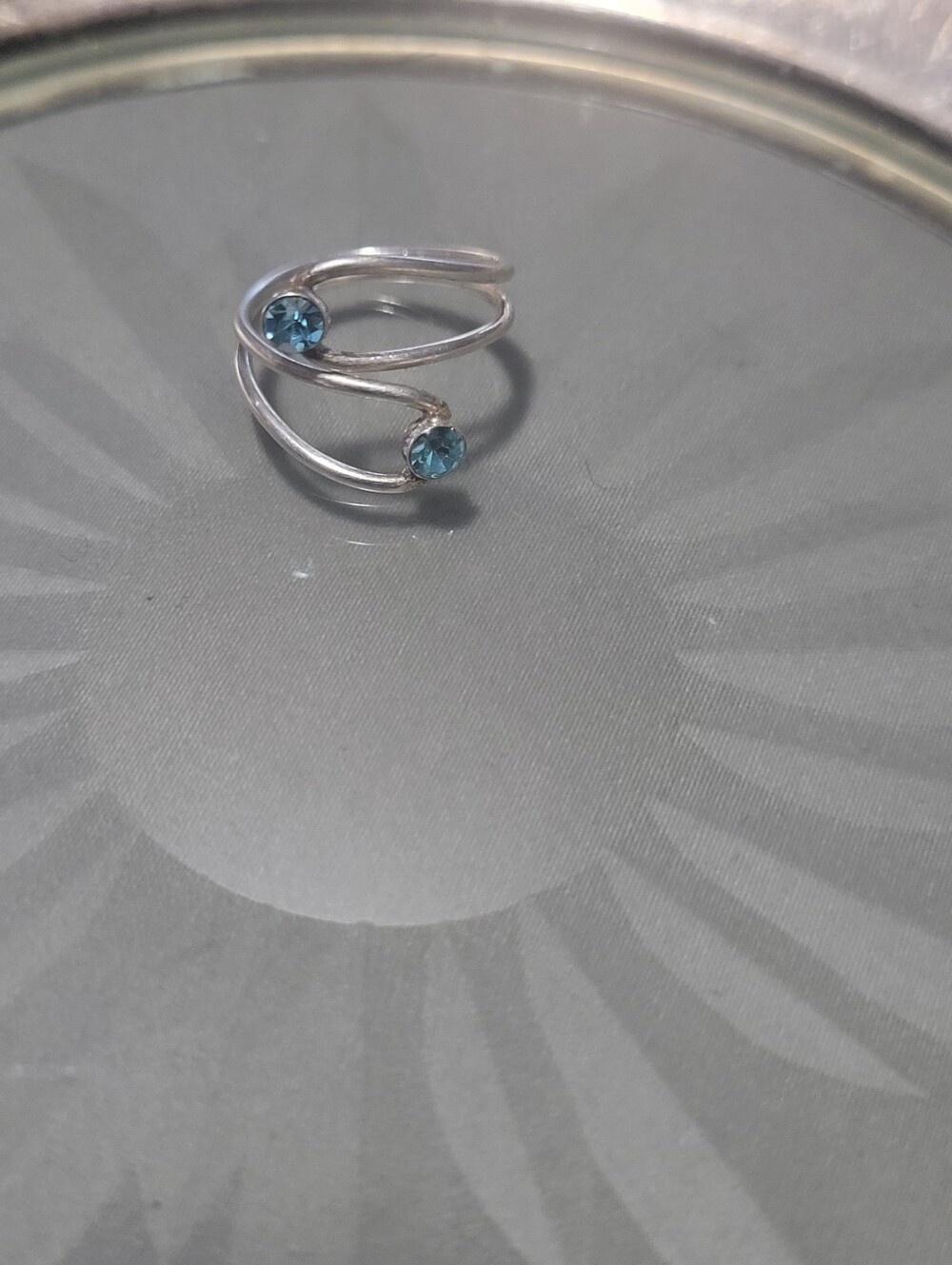Sterling Silver Wrap Ring with Blue Gemstones - Women Jewelry